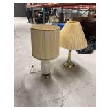 Two Electric Table Lamps with Fabric Shades