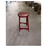 Red Painted Metal Utility Stool