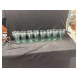 Set of Eight Green Textured Glass Coca-Cola Tumblers