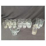 Clear Glass Drinkware and Small Milk Bottle Set