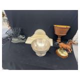 Mixed Decorative Home Decor Items Including Horse Figurine and Elephant Basket Holder