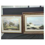 Framed Print Pair of Windberg Artworks Featuring Rural Landscape and Seascape