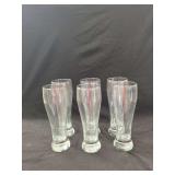 Set of Six Clear Glass Pilsner Glasses