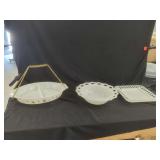 Pyrex Starburst Divided Casserole with Carrier and Milk Glass Serving Dishes
