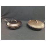 Two Lodge Cast Iron Skillets with Basting Lids