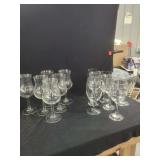 Clear Glass Stemware Assortment Including Flare Rim and Standard Bowls