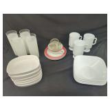 Mixed Tableware Assortment Comprising Glassware, Cups, Saucers, and Bowls