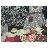 Kitchen Textile Ensemble Featuring Aprons and Pot Holders