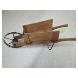 Wooden Garden Wheelbarrow with Metal Wheel and Brackets