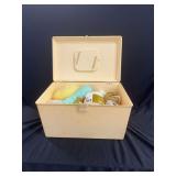 Plastic Storage Box With Yarn and Crochet Thread