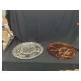 Two Pressed Glass Divided Serving Platters
