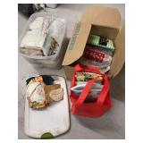 Household Linens, Tablecloths, and Brass Decor Grouping