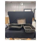 Enamelware Roasting Pans and Cast Iron Pan Set