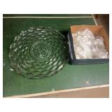 Pressed Glass Punch Bowl with Matching Stemware Set
