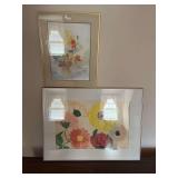 Two Framed Watercolor Floral Art Prints