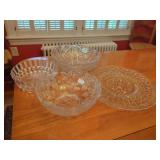 Clear Pressed Glass Bowls and Serving Plate Set