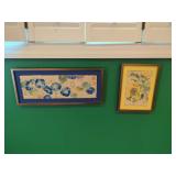 Two Framed Botanical Watercolor Paintings on Deckled Paper