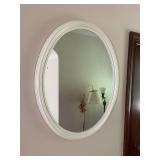 Oval Wall Mirror with White Painted Wooden Frame