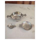 Three-Piece Scottish Pewter Celtic Design Bowl and Dish Set
