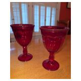 Ruby Red Glass Goblets Pair