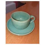 Green Ceramic Tea Cup and Saucer Set