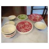 Handmade Ceramic Pottery Dinnerware Set with Swirl and Dot Motifs