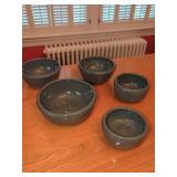 Set of Five Bybee  Blue Speckled Ceramic Bowls