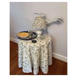 Occasional Table with Tablecloth and Decorative Home Accessories
