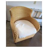Wicker Armchair with Wooden Feet and Removable Cushion