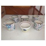 Signed Studio Pottery Ceramic Cups and Bowls Assortment