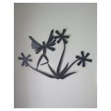 Metal Wall Art Sculpture of Fairy and Flowers