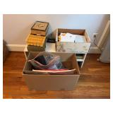 Mixed Office Supplies and Storage Boxes