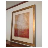 Framed Abstract Print in Gold-Finished Wood Molding