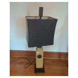 Ceramic and Wood Table Lamp with Textured Shade