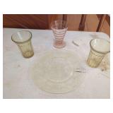 Pressed Glass Tableware Assortment Including Plate and Drinkware