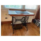 Singer Cast Iron Treadle Base Table with Wooden Top