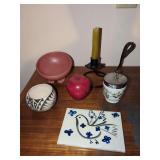 Assorted Decorative Tabletop Objects and Pottery