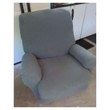 Gray Recliner Chair with Slipcover