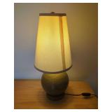 Hammered Brass Spherical Table Lamp with Fabric Shade