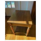 Wooden Side Table with Lower Shelf and Fluted Legs