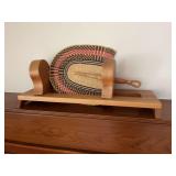 Berea College Crafts Wooden Display Stand with Woven Hand Fan