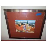 Framed Watercolor Painting of Szentendre, Hungary Landscape by V. Reut