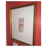 Framed Watercolor Painting of an Iris by D. Medford