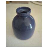 Blue Glazed Ceramic Bud Vase with Unglazed Base
