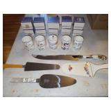 Wedgwood Bone China Napkin Rings and Assorted Serving Utensils