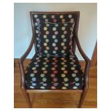 Mid-Century Modern Upholstered Armchair with Polka Dot Pattern
