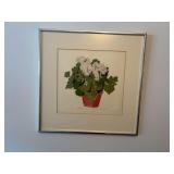 Framed Potted Plant Woodblock Print Numbered 8/125 Signed Pook