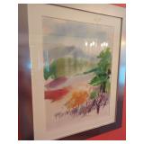 Framed Watercolor Landscape Painting Signed Nell DiTeresa