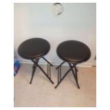 Pair of Black Folding Bar Stools with Padded Seats
