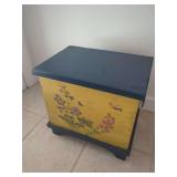 Painted Wooden Storage Chest with Floral Motifs